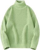 Stickad tröja med hög krage och långa ärmar