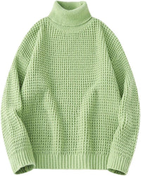 Stickad tröja med hög krage och långa ärmar