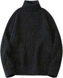 Stickad tröja med hög krage och långa ärmar