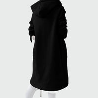 Lång tröja med huva, dragkedja och sammetsfoder