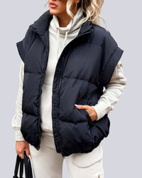 Bomullsväst med ficka och dragkedja