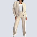 Tvådelat set, blus med dragkedja och randig design