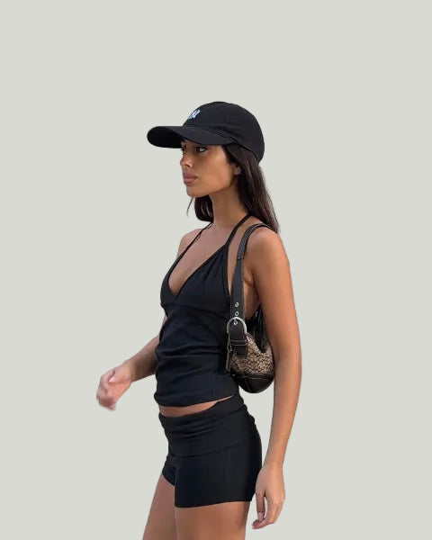 Tvådelad yogadräkt, smal och med halvbar rygg