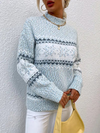 Höghalsad tröja med snöflingetryck