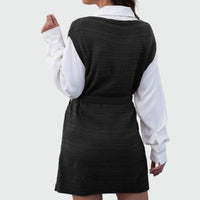 Vävd tröja med slits i kjolen och skärp i midjan