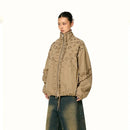 Leopardmönstrad jacka med hög krage