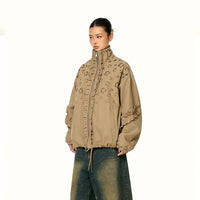 Leopardmönstrad jacka med hög krage