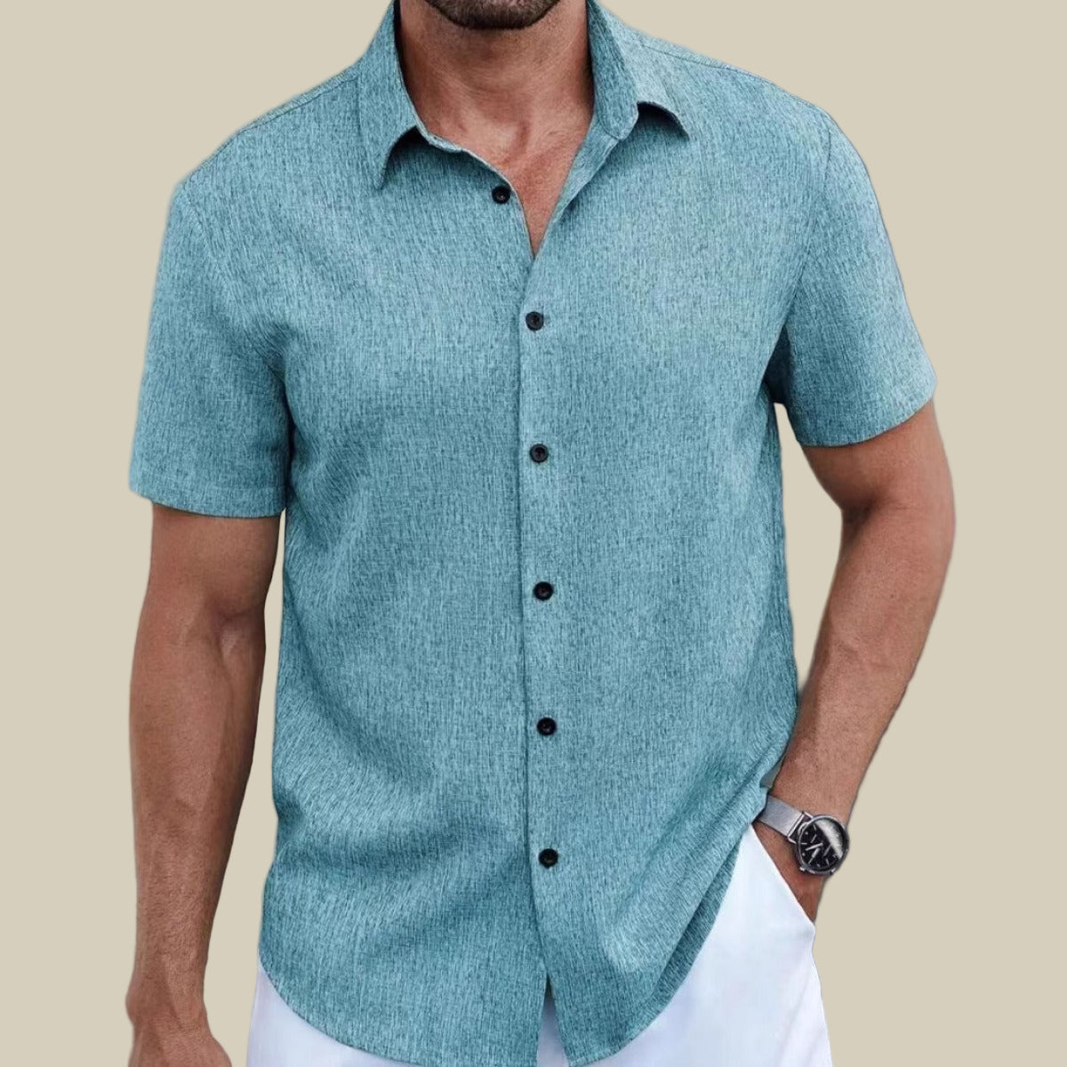 Brian-skjorta, kortärmad och knappar