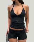 Tvådelad yogadräkt, smal och med halvbar rygg