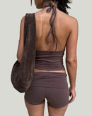 Tvådelad yogadräkt, smal och med halvbar rygg