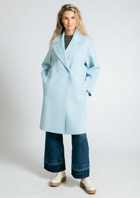 Blå Sara-kappa med knappar, knälång