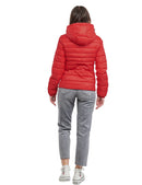 Röd bomullsjacka med dragkedja och fickor