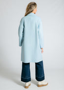 Blå Sara-kappa med knappar, knälång