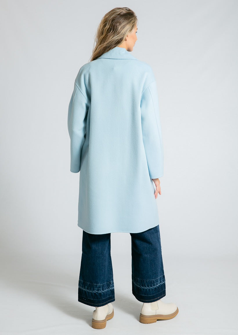 Blå Sara-kappa med knappar, knälång