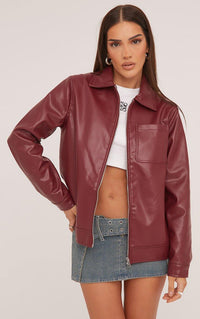 Lenna vinröd ekologisk läderjacka