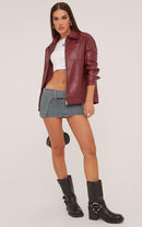 Lenna vinröd ekologisk läderjacka