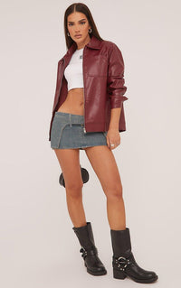 Lenna vinröd ekologisk läderjacka