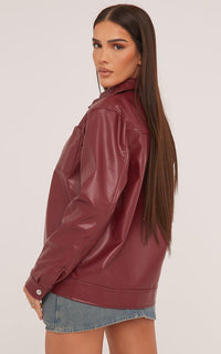 Lenna vinröd ekologisk läderjacka