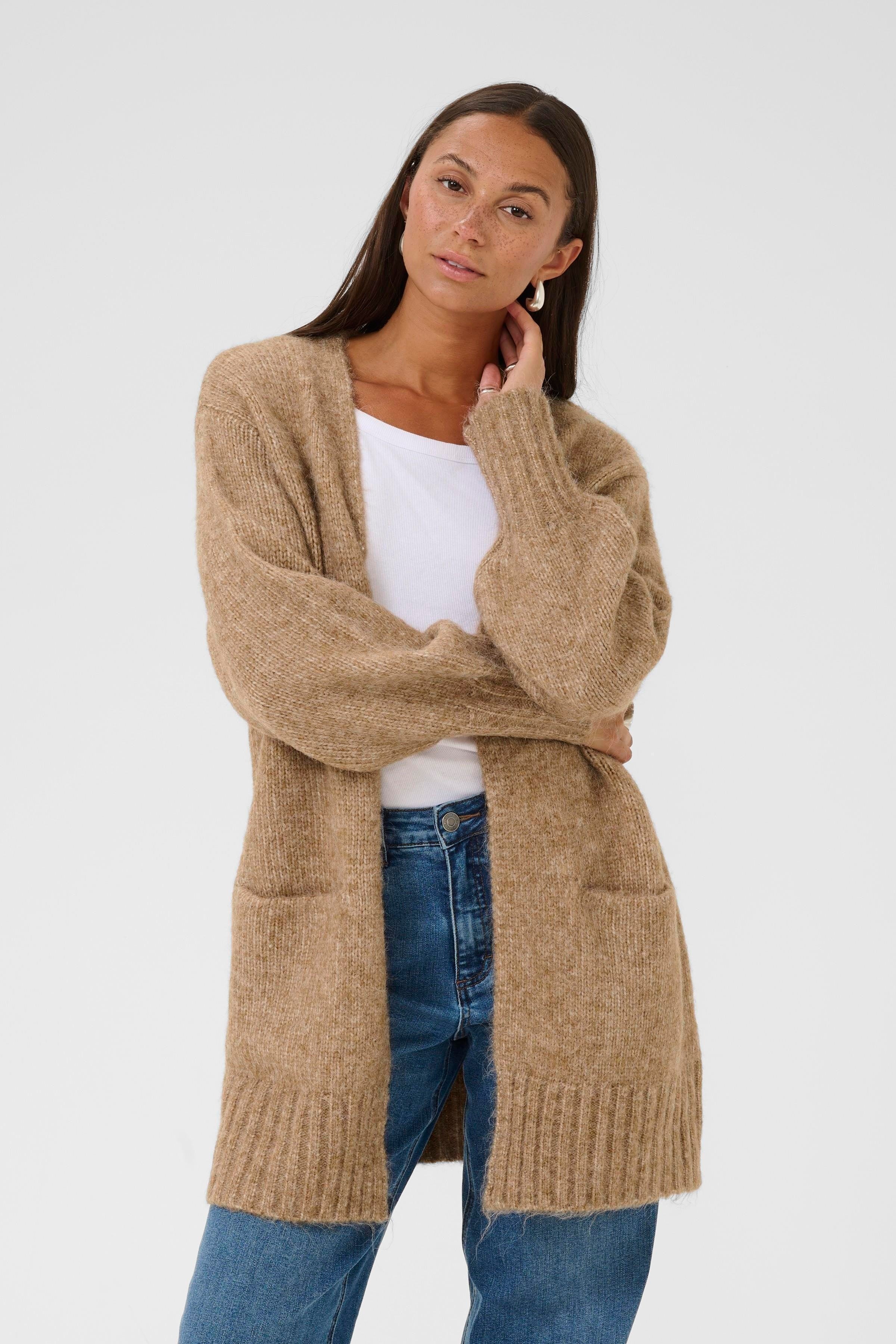 Elly brun kofta med fickor