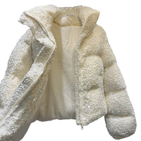 Vit quiltad termojacka med paljetter