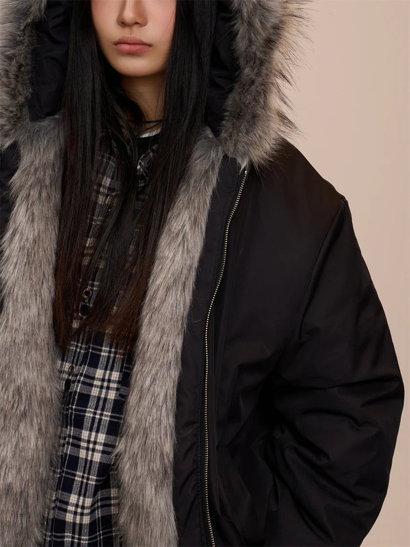 Bomullsjacka med huva, dragkedja och fickor