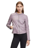 Andry purpur eko-läderjacka med dragkedja fram