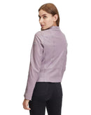 Andry purpur eko-läderjacka med dragkedja fram