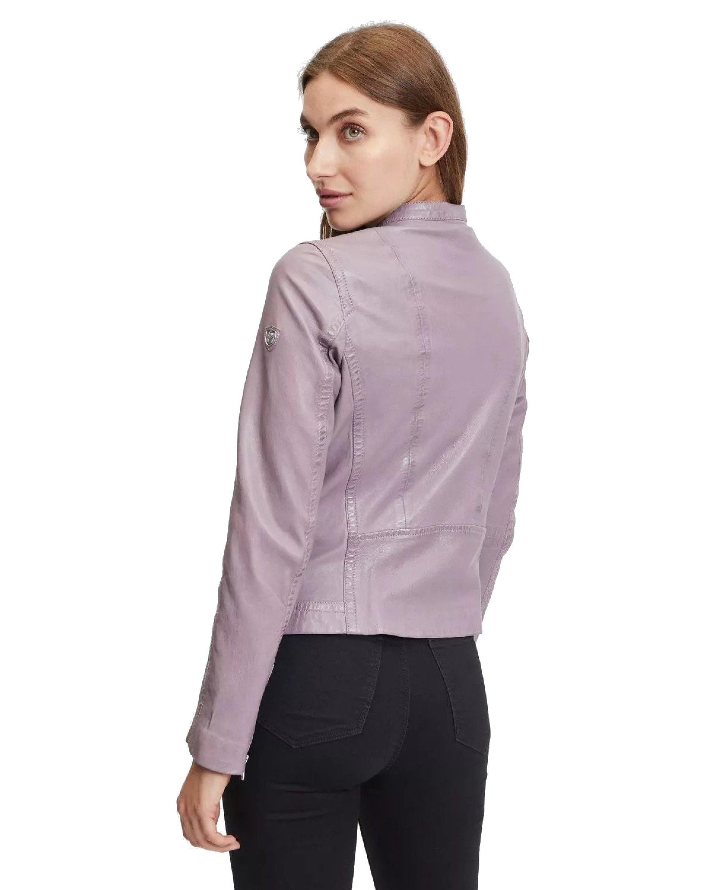 Andry purpur eko-läderjacka med dragkedja fram