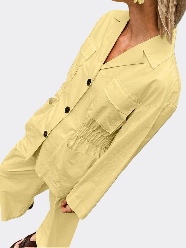 Elly gul tvådelad kostym