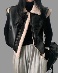 Myya svart ärmlös jacka med dragkedja