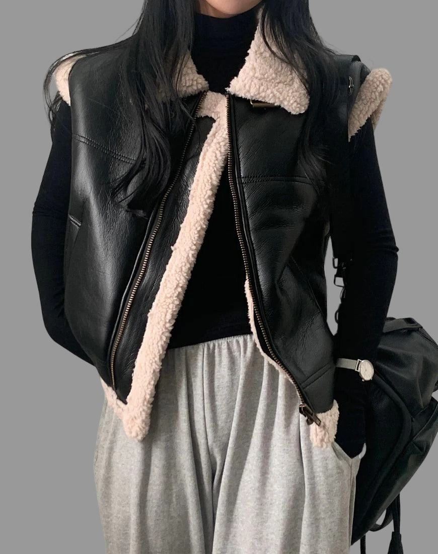 Myya svart ärmlös jacka med dragkedja