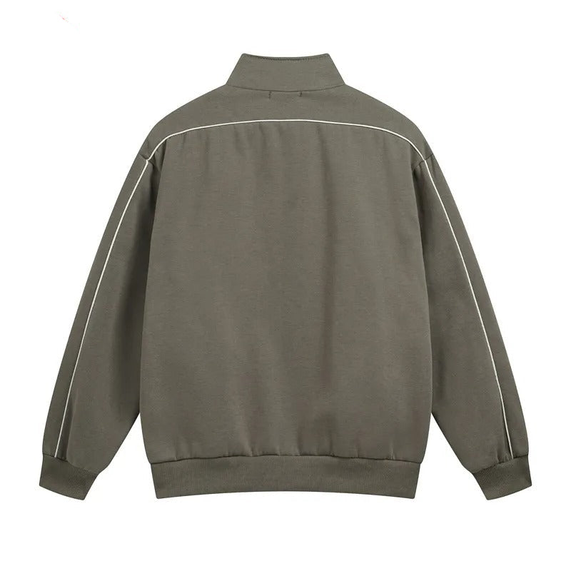 Bomullsjacka med dragkedja och fickor