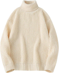 Stickad tröja med hög krage och långa ärmar