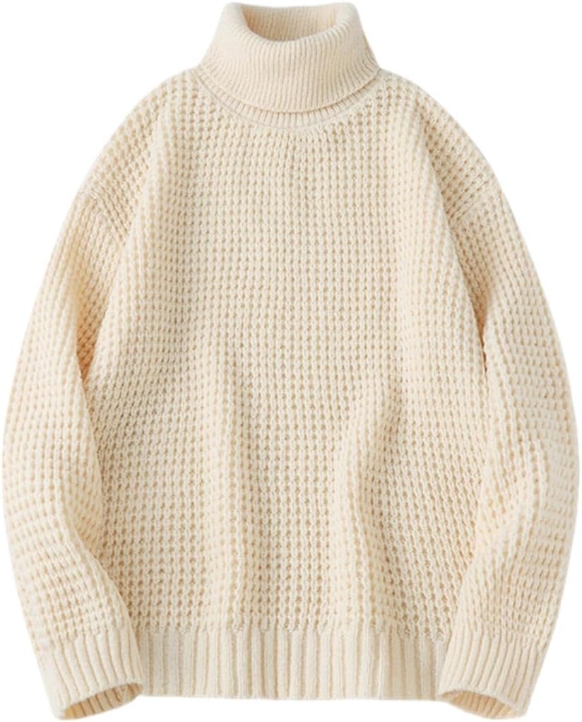 Stickad tröja med hög krage och långa ärmar