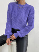 Mörkblå stickad tröja med långa ärmar