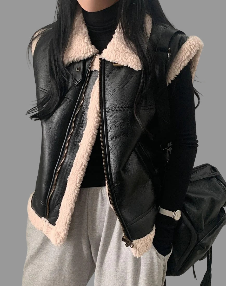 Myya svart ärmlös jacka med dragkedja