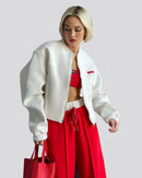 Tröja med hjärtbroderi, fleecefoder och dragkedja fram