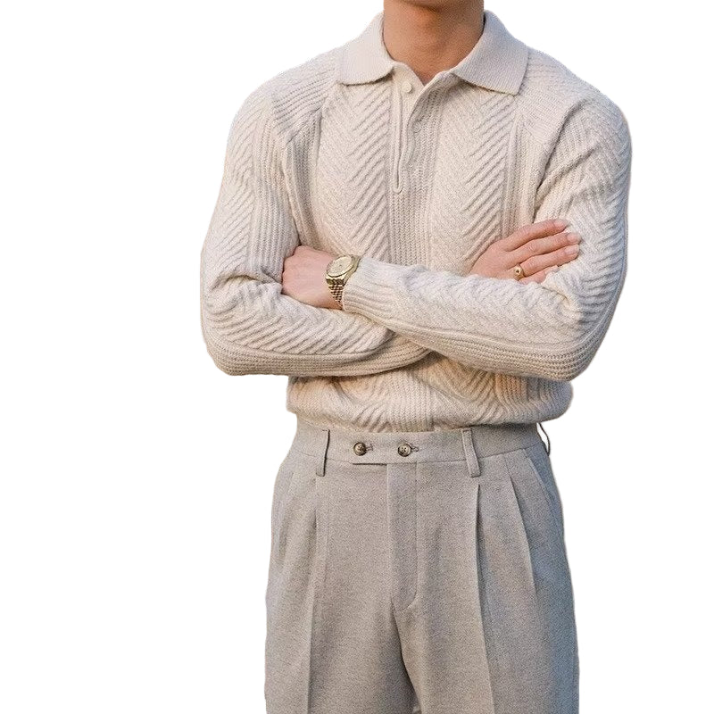 Dominic stickad tröja med v-ringning