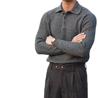 Dominic stickad tröja med v-ringning