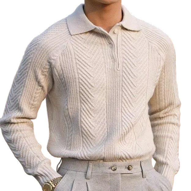 Dominic stickad tröja med v-ringning