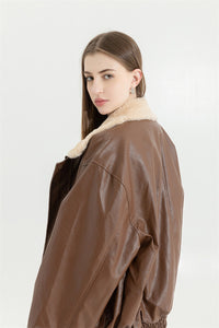 Leria eko-läderjacka med dragkedja och hög krage