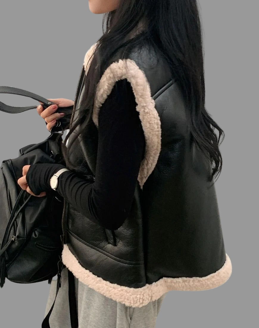 Myya svart ärmlös jacka med dragkedja