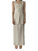 Tvådelad kostym, lång kjol och väst med knappar