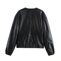 Vivi svart jacka med rund krage och enkel rad knappar