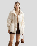 Tjock Kelly-jacka med hög krage, knytband i midjan och fickor