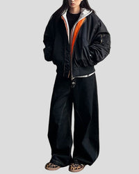 Vändbar brun och svart jacka med dragkedja för lastbil