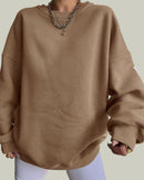 Förtjockad tröja med tryck, fleece och lös passform