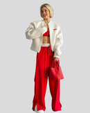 Tröja med hjärtbroderi, fleecefoder och dragkedja fram