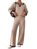 Tvådelat set med tröja och avslappnade byxor med vida ben