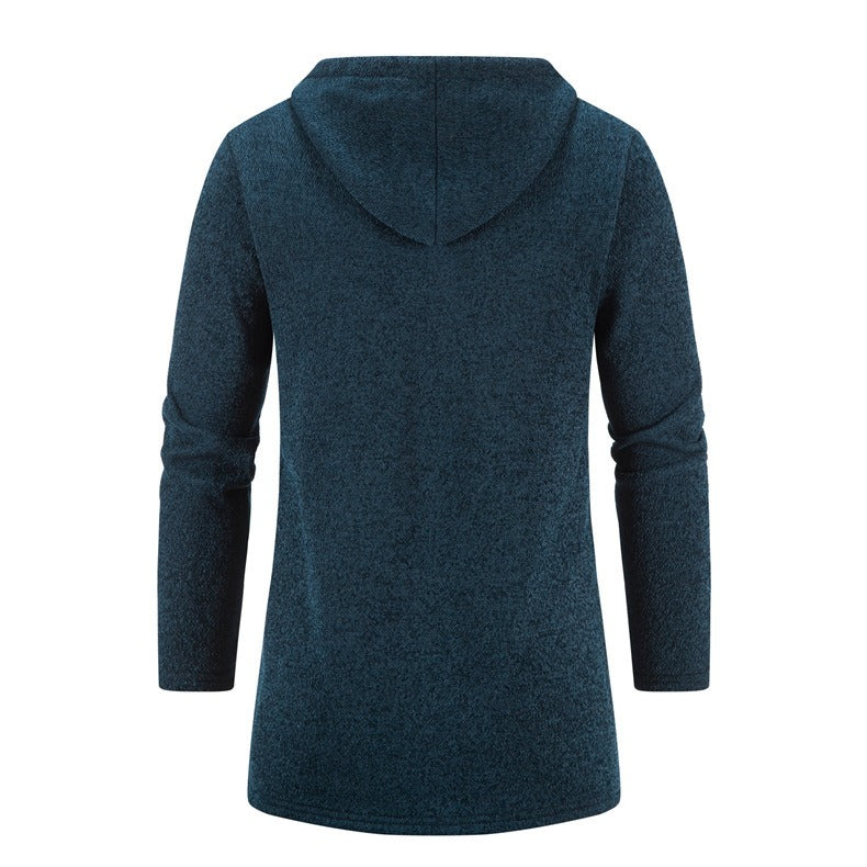 Kofta med dragkedja, huva och fickor